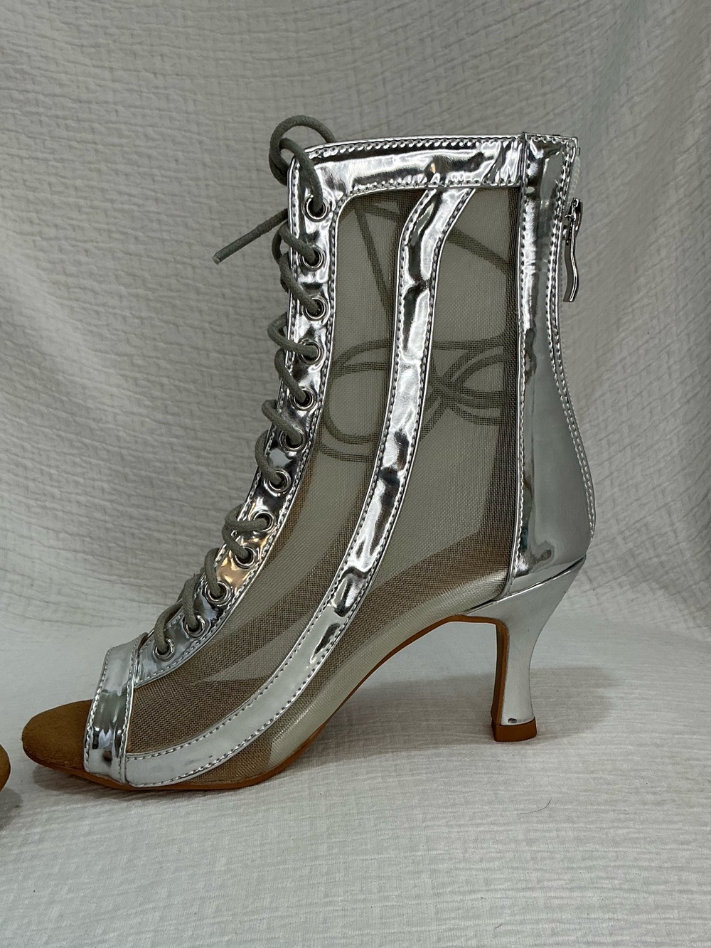 ๐ค Burju Sierra Silver Vegan Leather Mesh Street Sole 3โ Heeled Boots - 5.5 - Picture 5 of 11